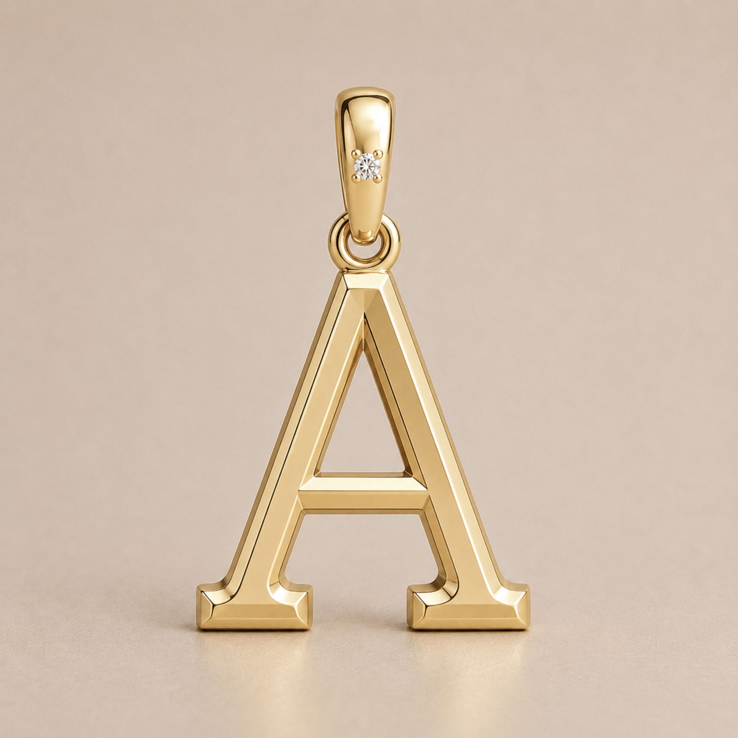 10K Gold Letter with 0.90mm Diamond Pendant Only - Dangle Bail