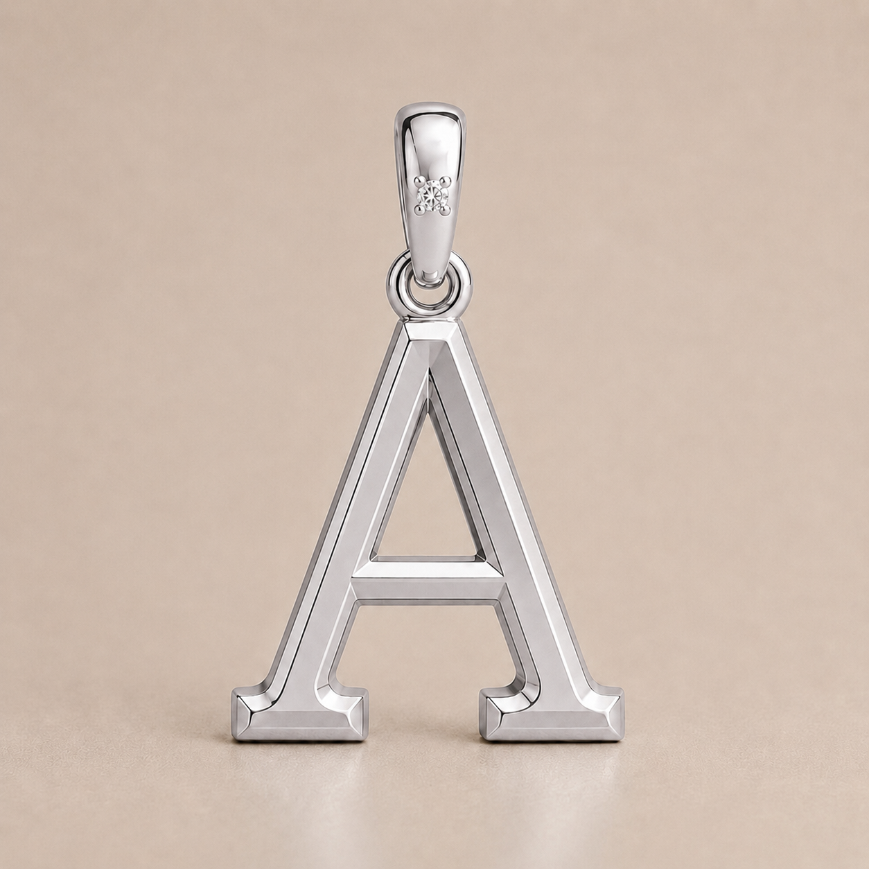 10K Gold Letter with 0.90mm Diamond Pendant Only - Dangle Bail