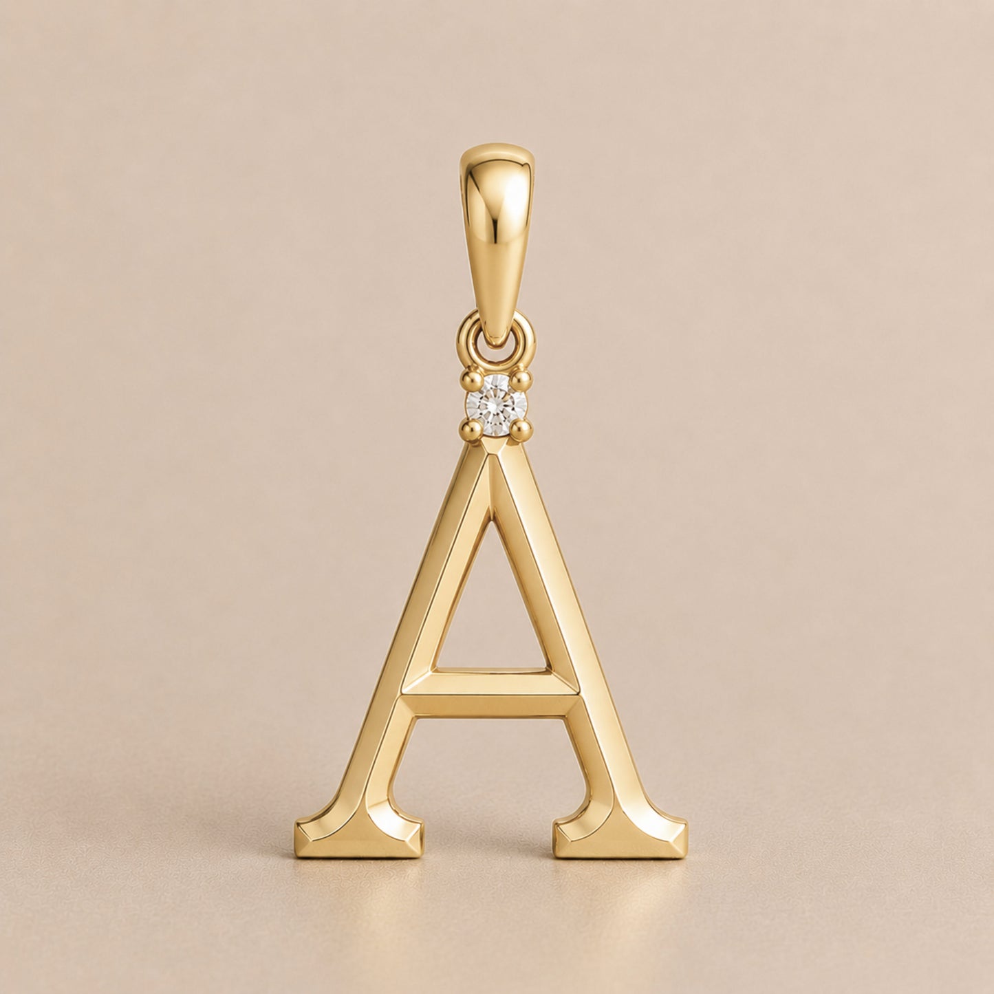 10K Gold Letter with 1.6mm Diamond Pendant Only - Dangle Bail