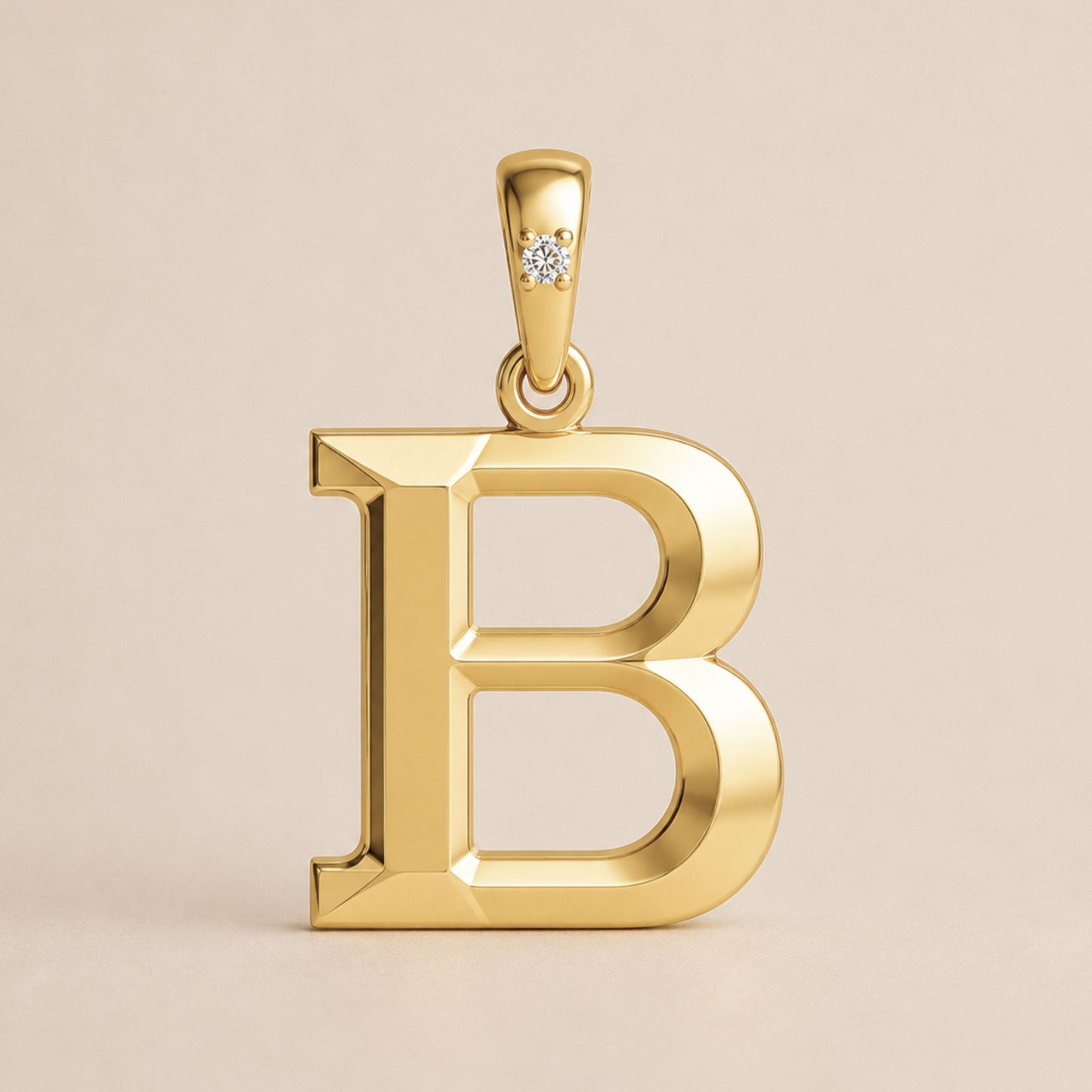10K Gold Letter with 0.90mm Diamond Pendant Only - Dangle Bail