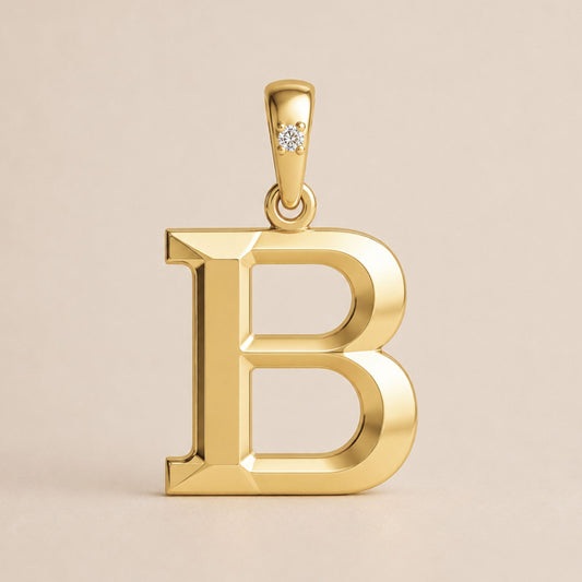 10K Gold Letter with 0.90mm Diamond Pendant Only - Dangle Bail