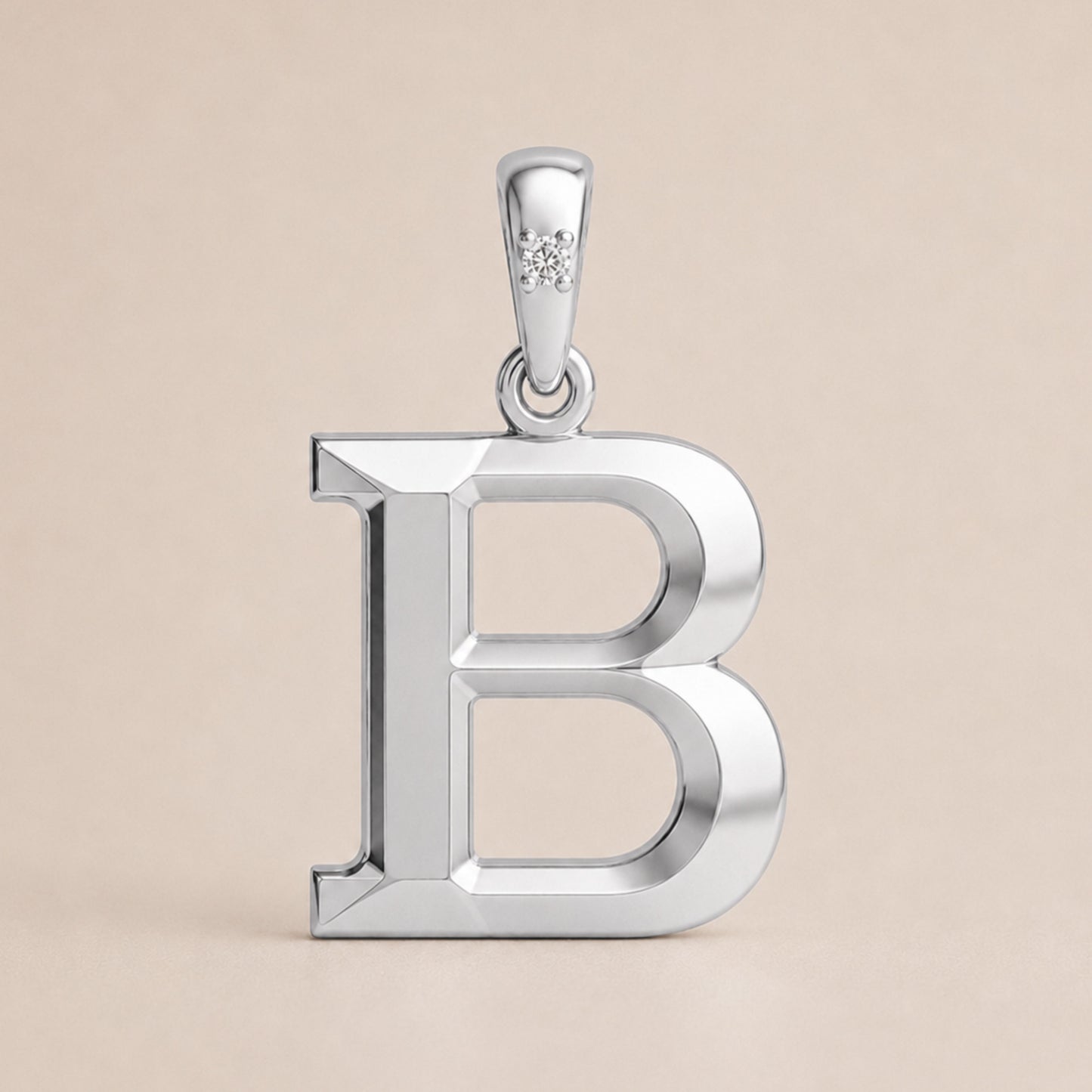 10K Gold Letter with 0.90mm Diamond Pendant Only - Dangle Bail