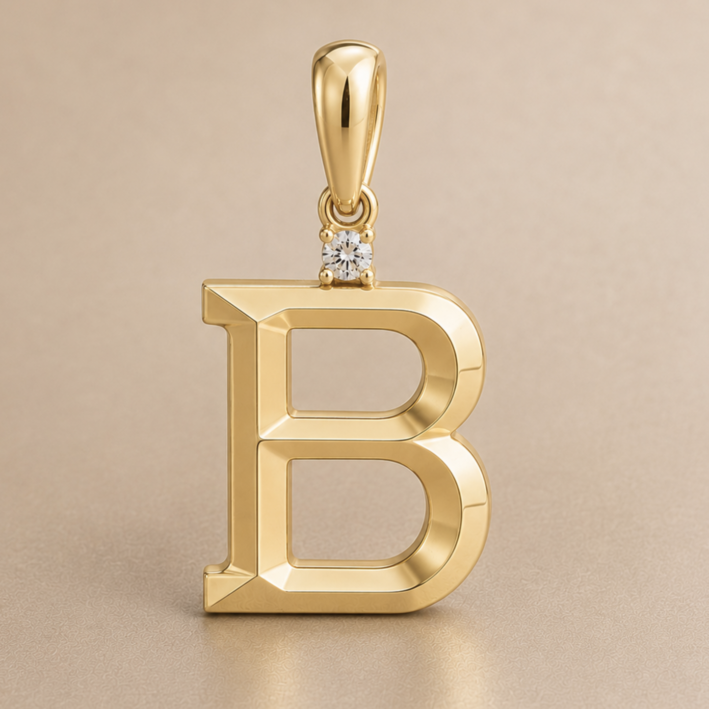 10K Gold Letter with 1.6mm Diamond Pendant Only - Dangle Bail