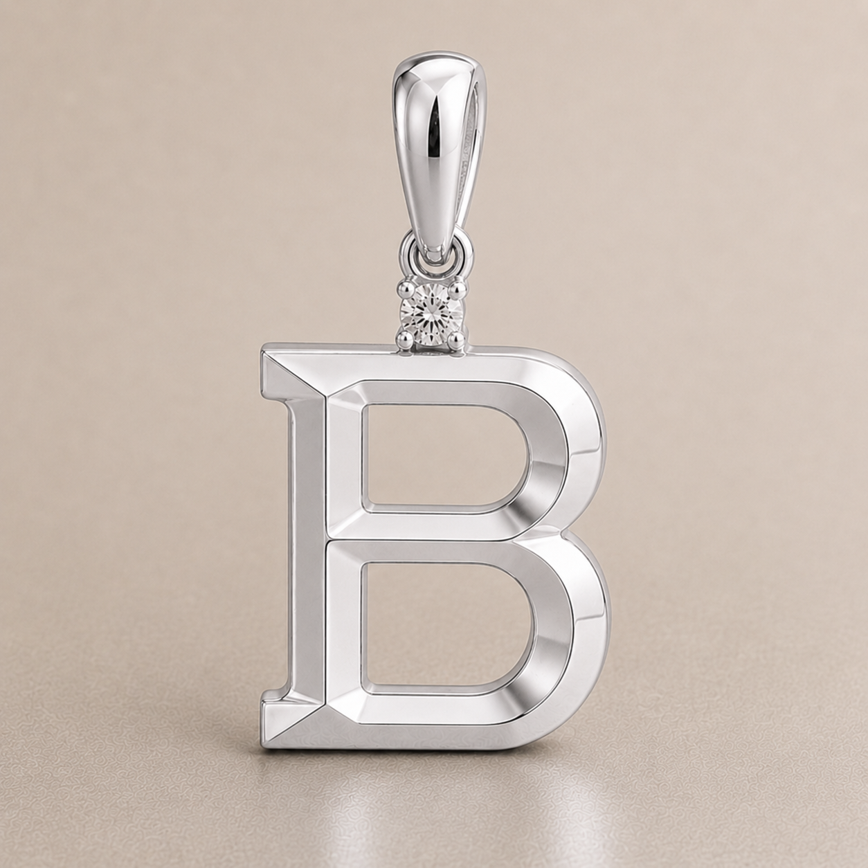 10K Gold Letter with 1.6mm Diamond Pendant Only - Dangle Bail