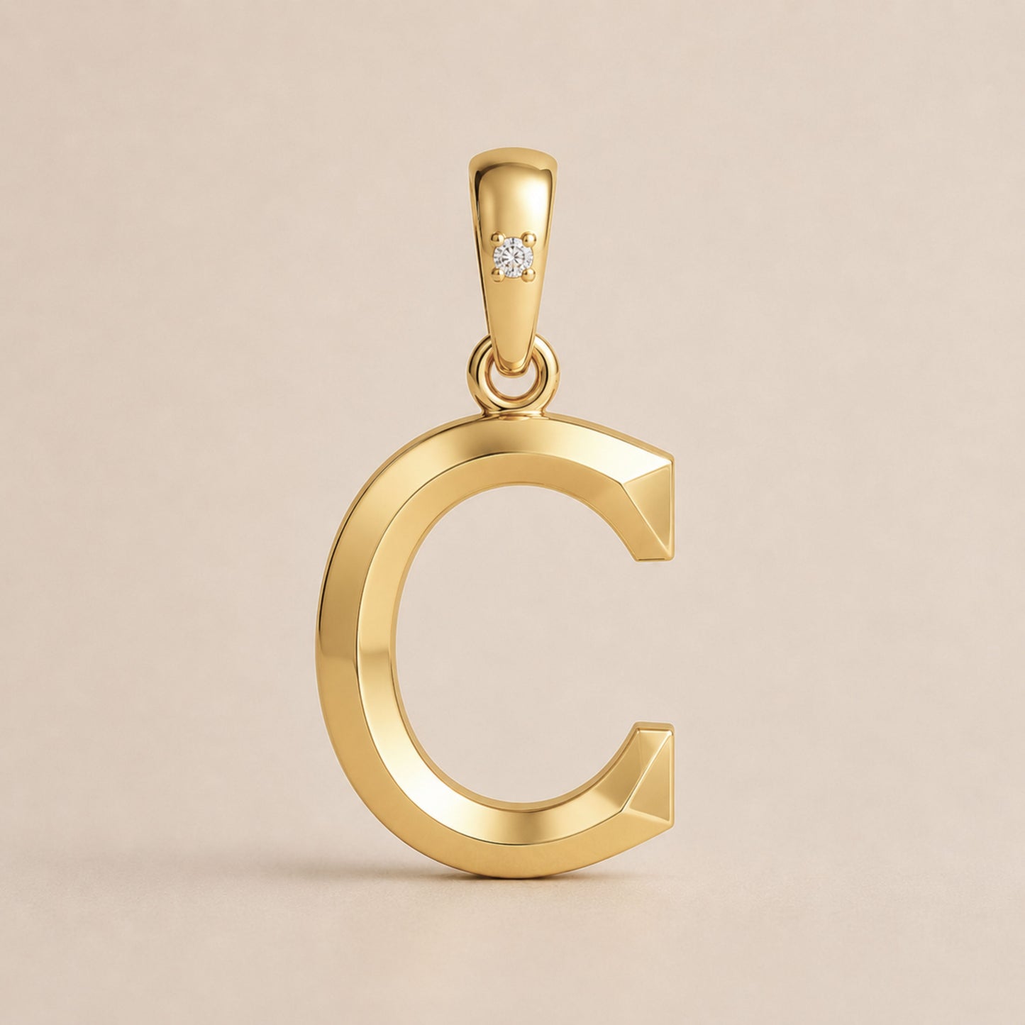 10K Gold Letter with 0.90mm Diamond Pendant Only - Dangle Bail