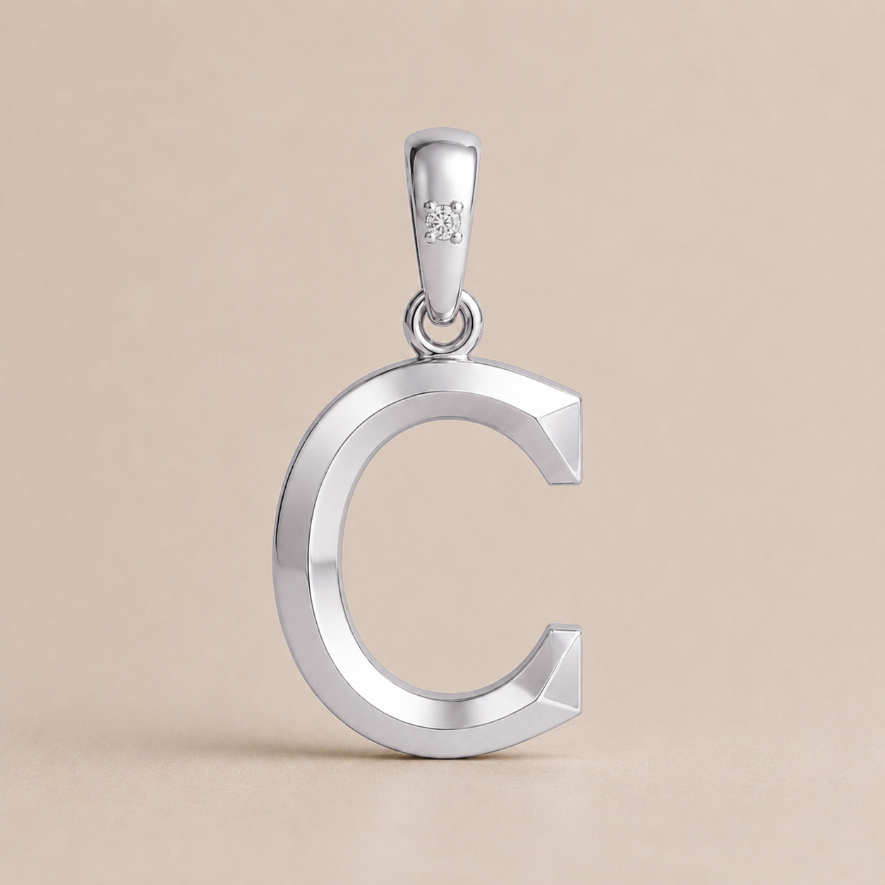10K Gold Letter with 0.90mm Diamond Pendant Only - Dangle Bail