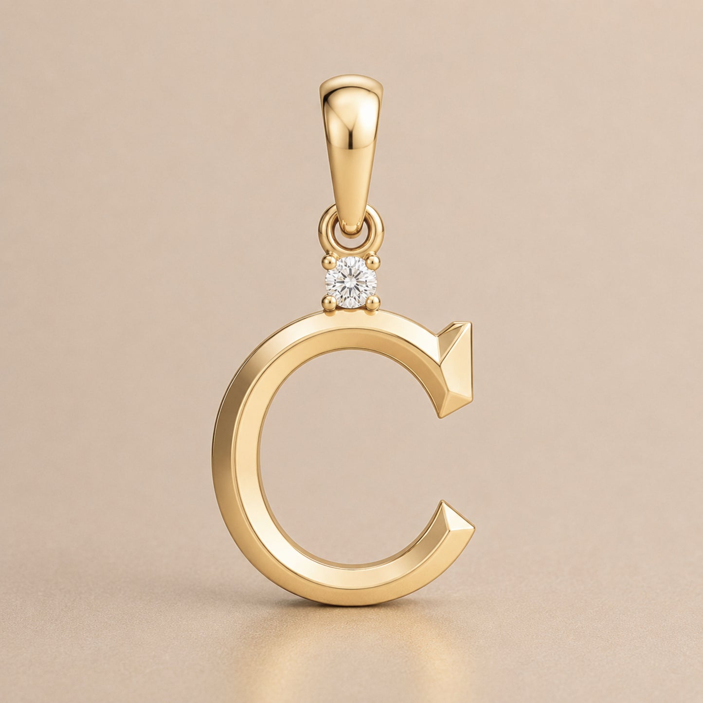 10K Gold Letter with 1.6mm Diamond Pendant Only - Dangle Bail
