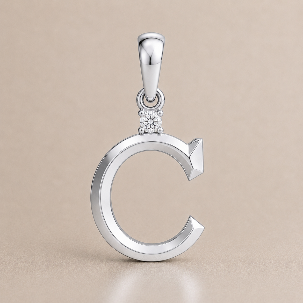 10K Gold Letter with 1.6mm Diamond Pendant Only - Dangle Bail