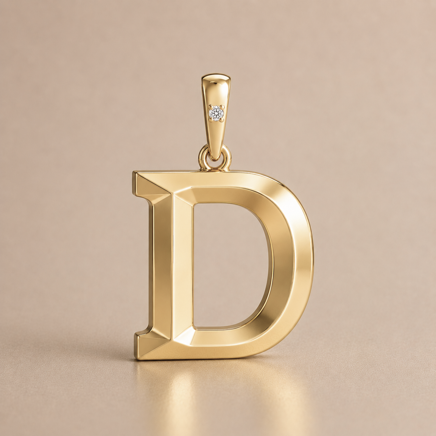 10K Gold Letter with 0.90mm Diamond Pendant Only - Dangle Bail
