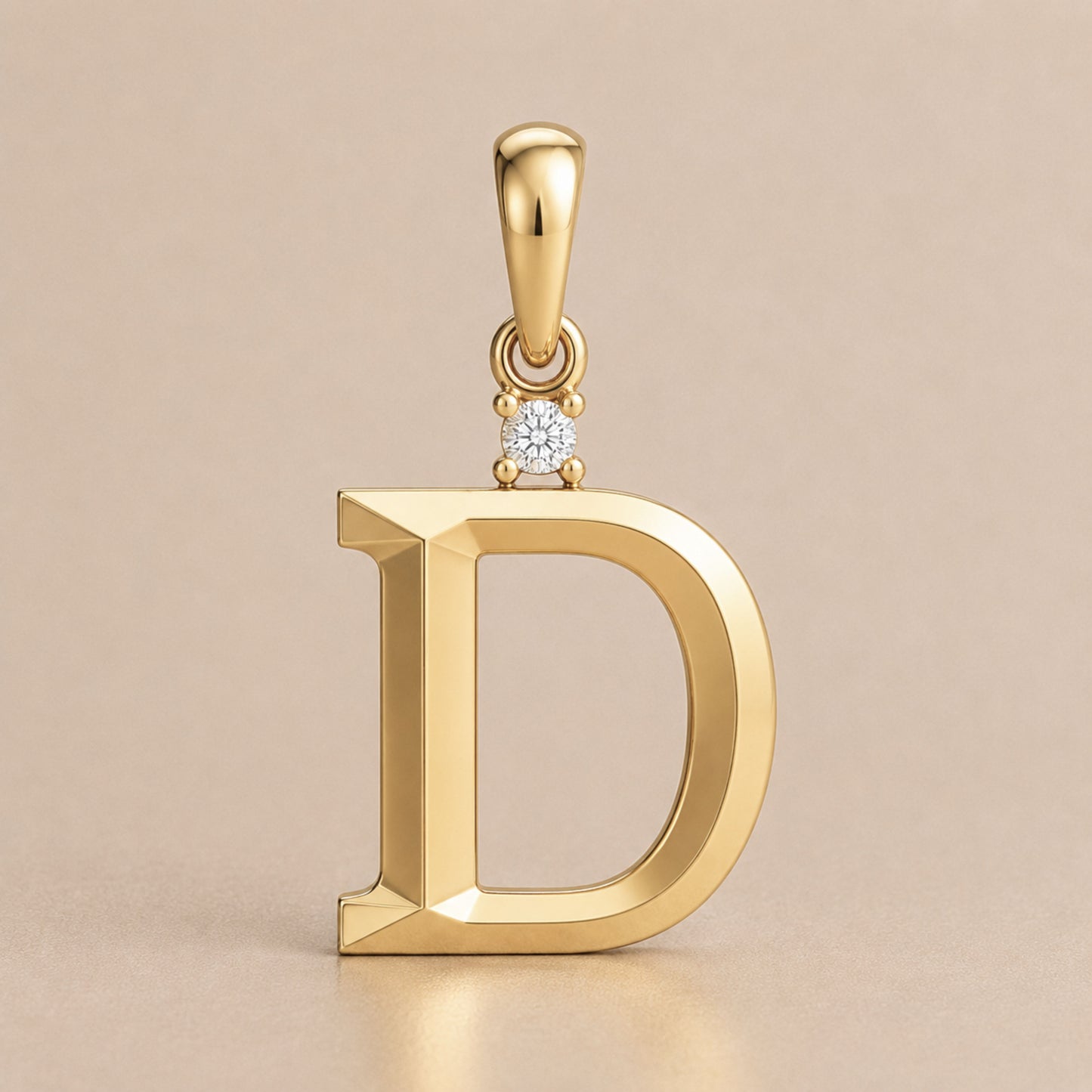 10K Gold Letter with 1.6mm Diamond Pendant Only - Dangle Bail