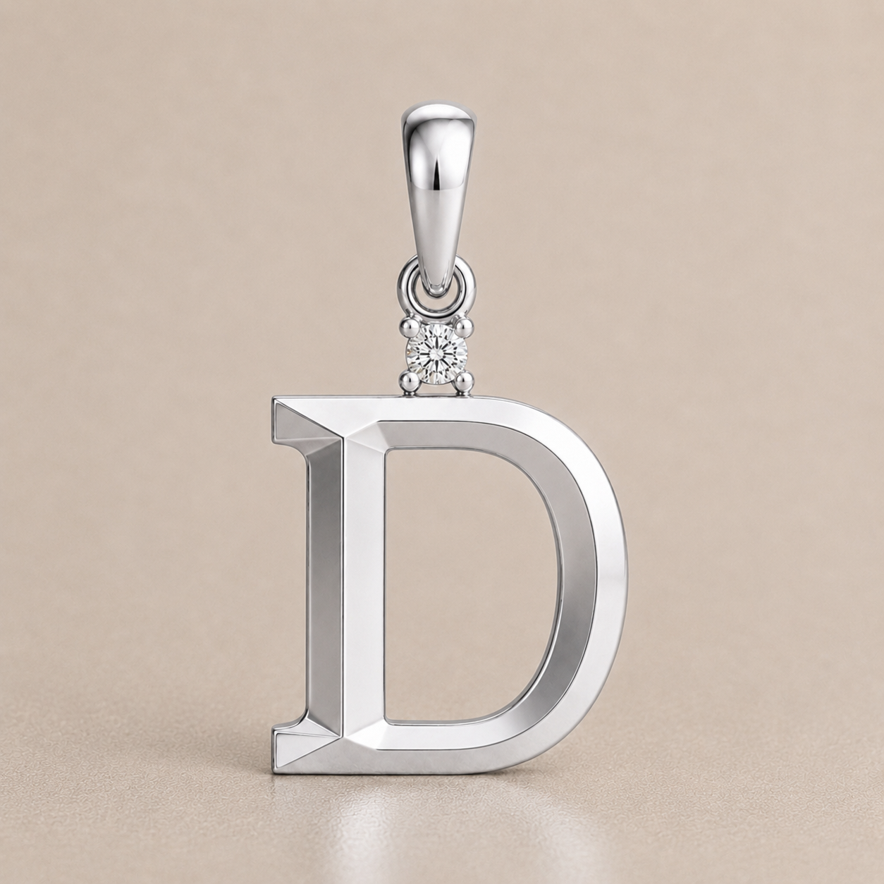 10K Gold Letter with 1.6mm Diamond Pendant Only - Dangle Bail