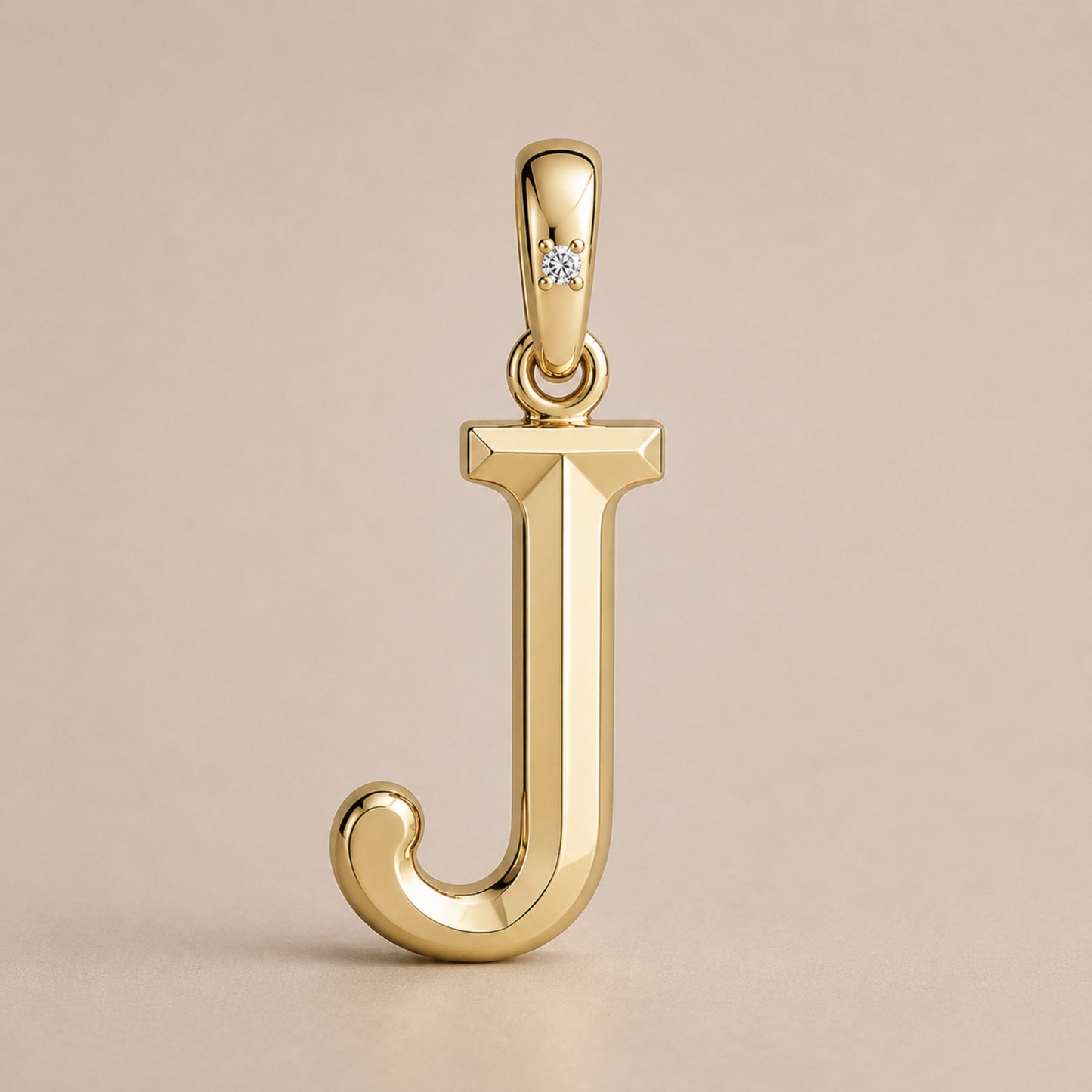 10K Gold Letter with 0.90mm Diamond Pendant Only - Dangle Bail