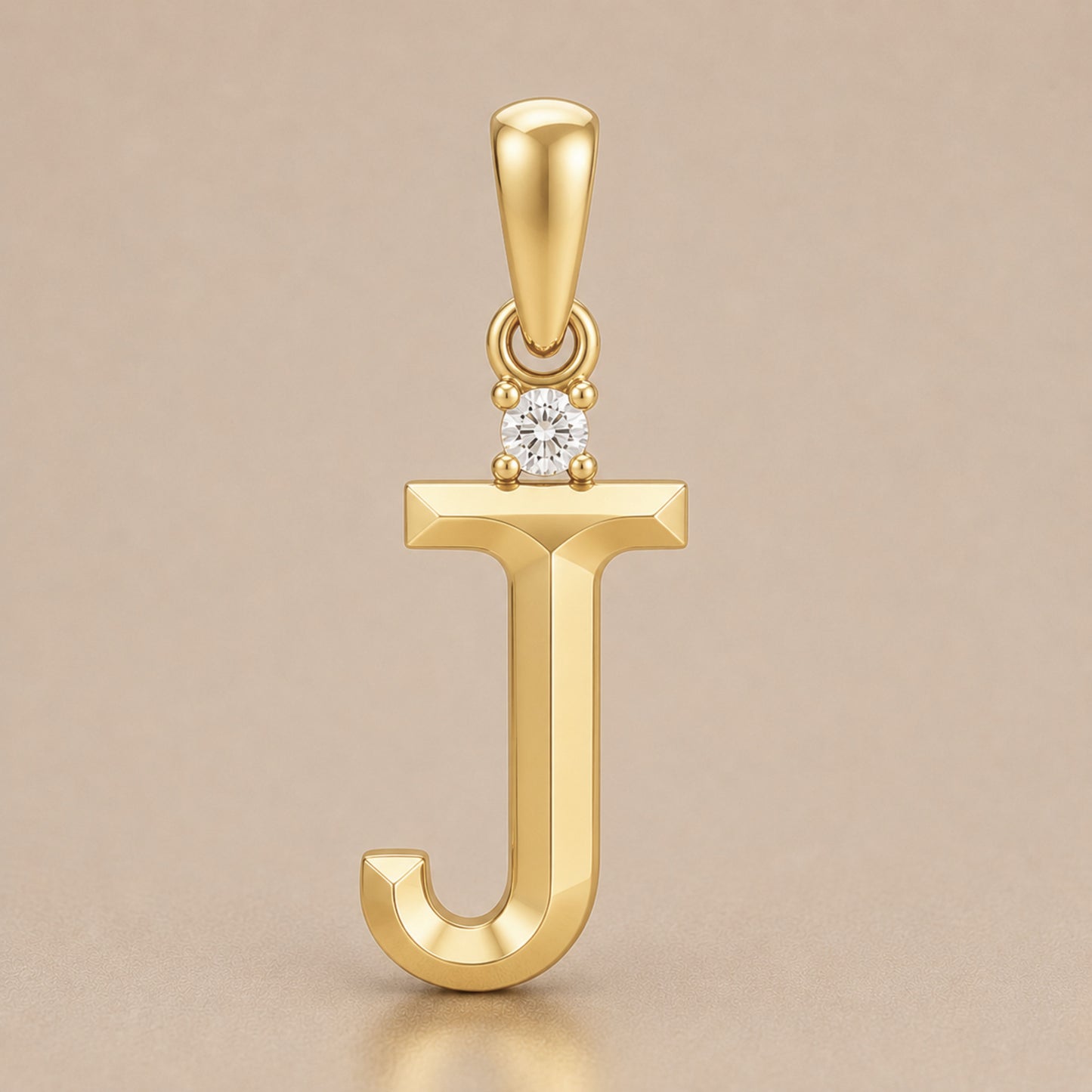 10K Gold Letter with 1.6mm Diamond Pendant Only - Dangle Bail