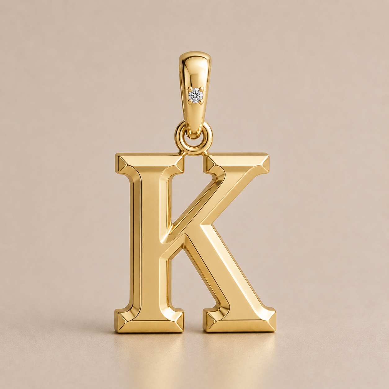 10K Gold Letter with 0.90mm Diamond Pendant Only - Dangle Bail