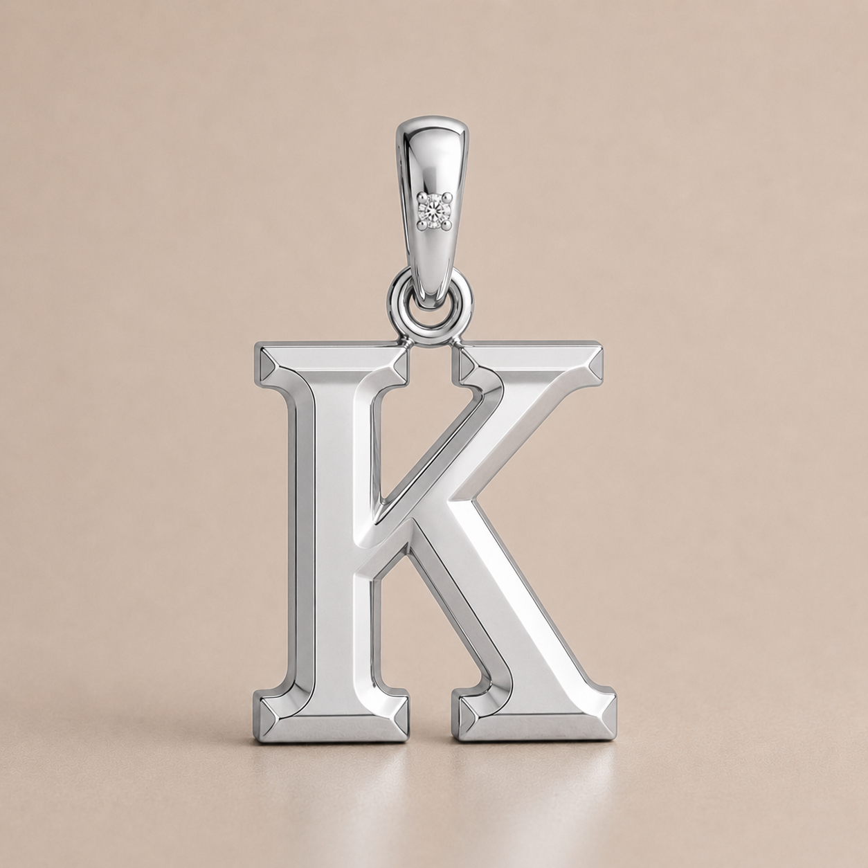 10K Gold Letter with 0.90mm Diamond Pendant Only - Dangle Bail