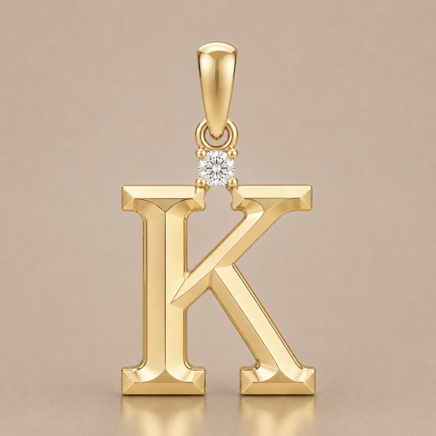 10K Gold Letter with 1.6mm Diamond Pendant Only - Dangle Bail