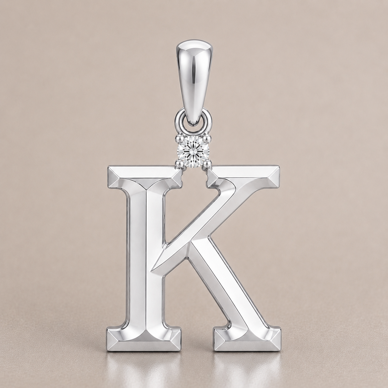 10K Gold Letter with 1.6mm Diamond Pendant Only - Dangle Bail