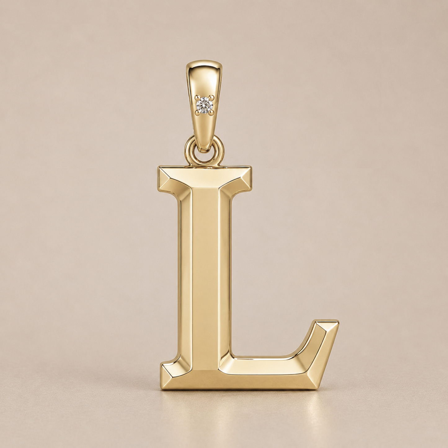 10K Gold Letter with 0.90mm Diamond Pendant Only - Dangle Bail
