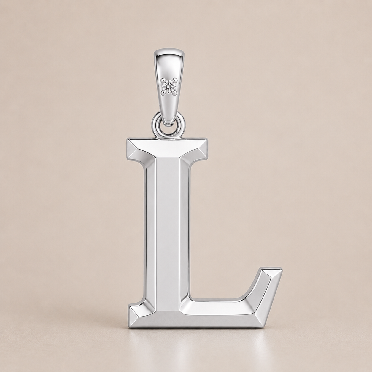 10K Gold Letter with 0.90mm Diamond Pendant Only - Dangle Bail