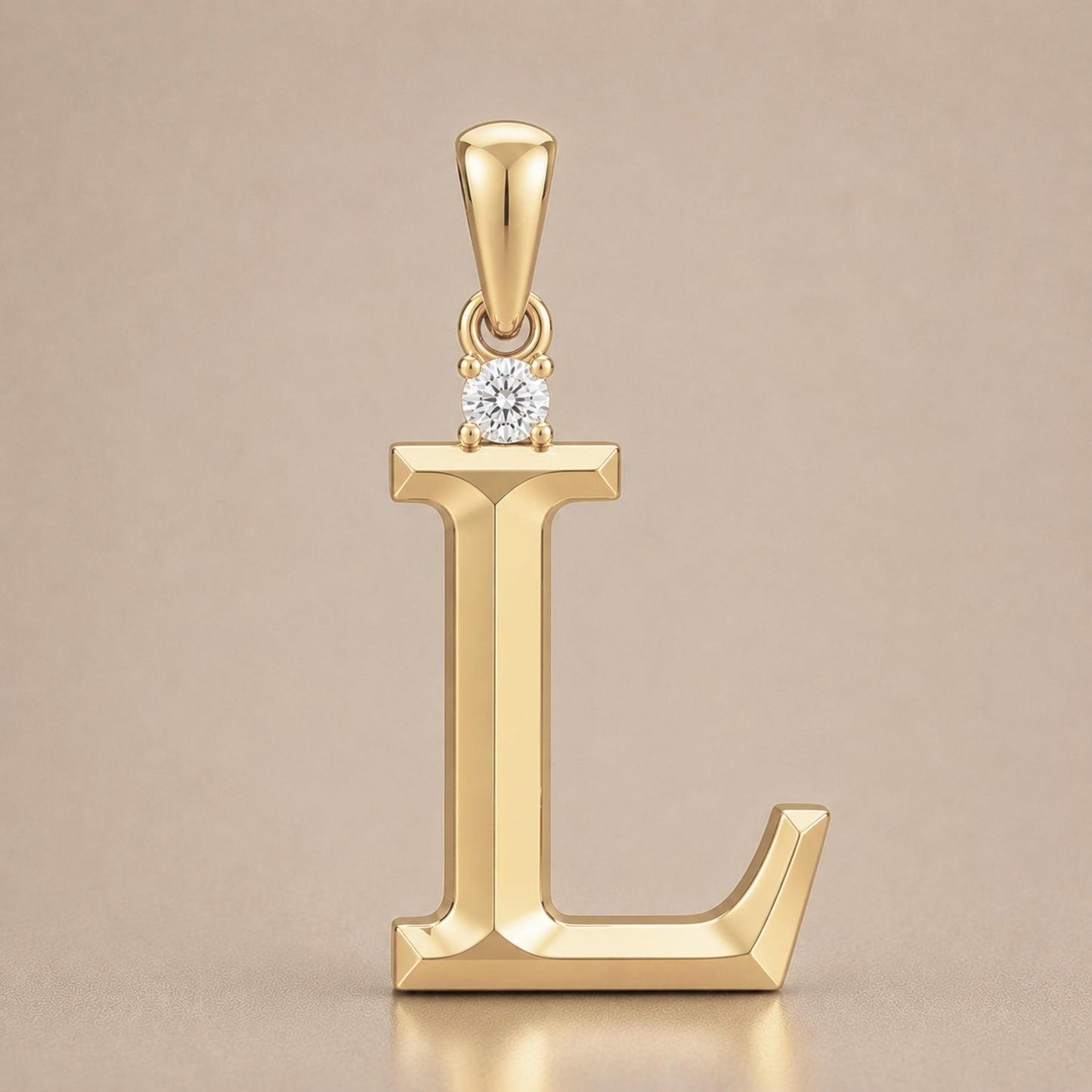 10K Gold Letter with 1.6mm Diamond Pendant Only - Dangle Bail