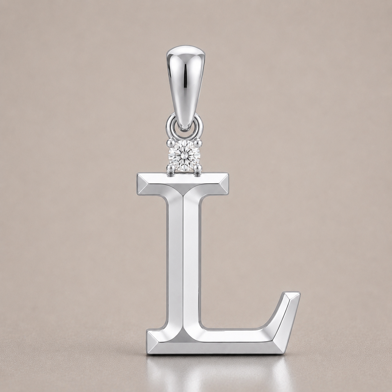 10K Gold Letter with 1.6mm Diamond Pendant Only - Dangle Bail