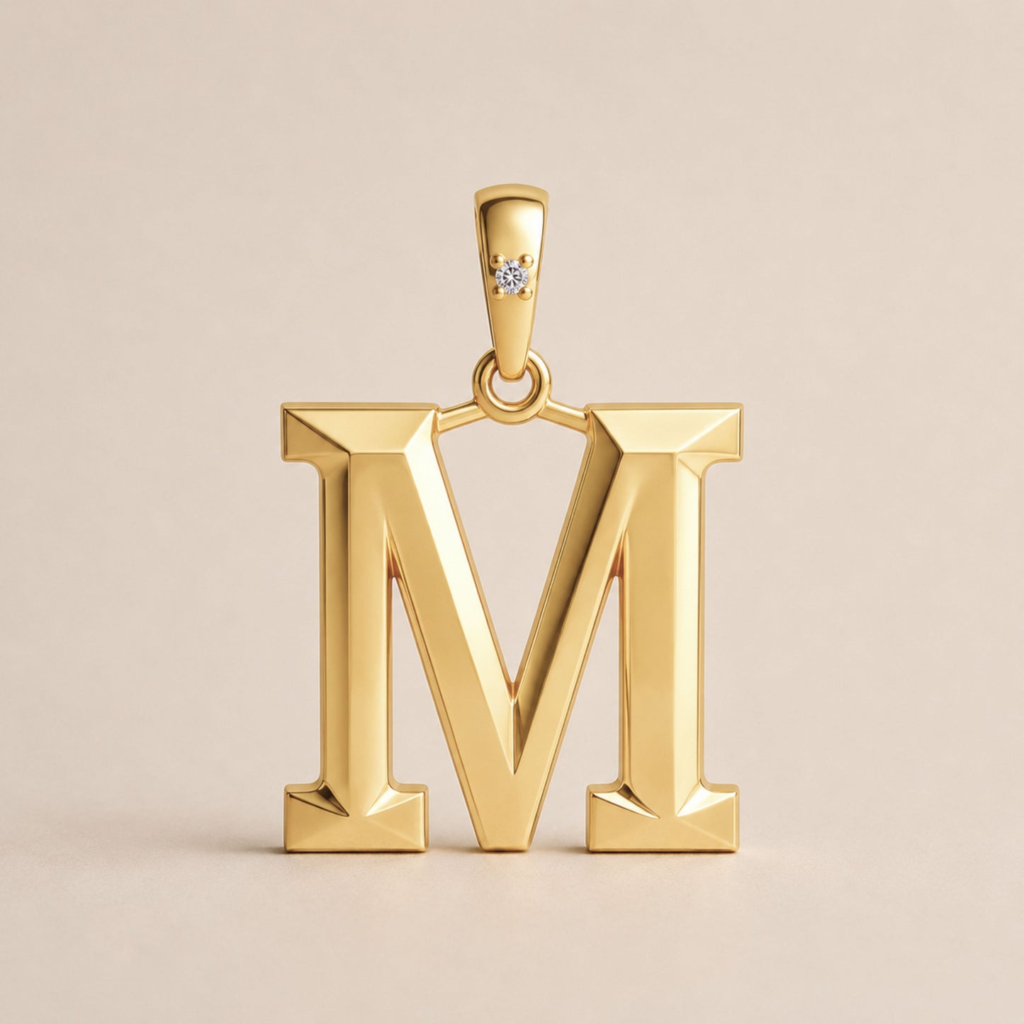 10K Gold Letter with 0.90mm Diamond Pendant Only - Dangle Bail