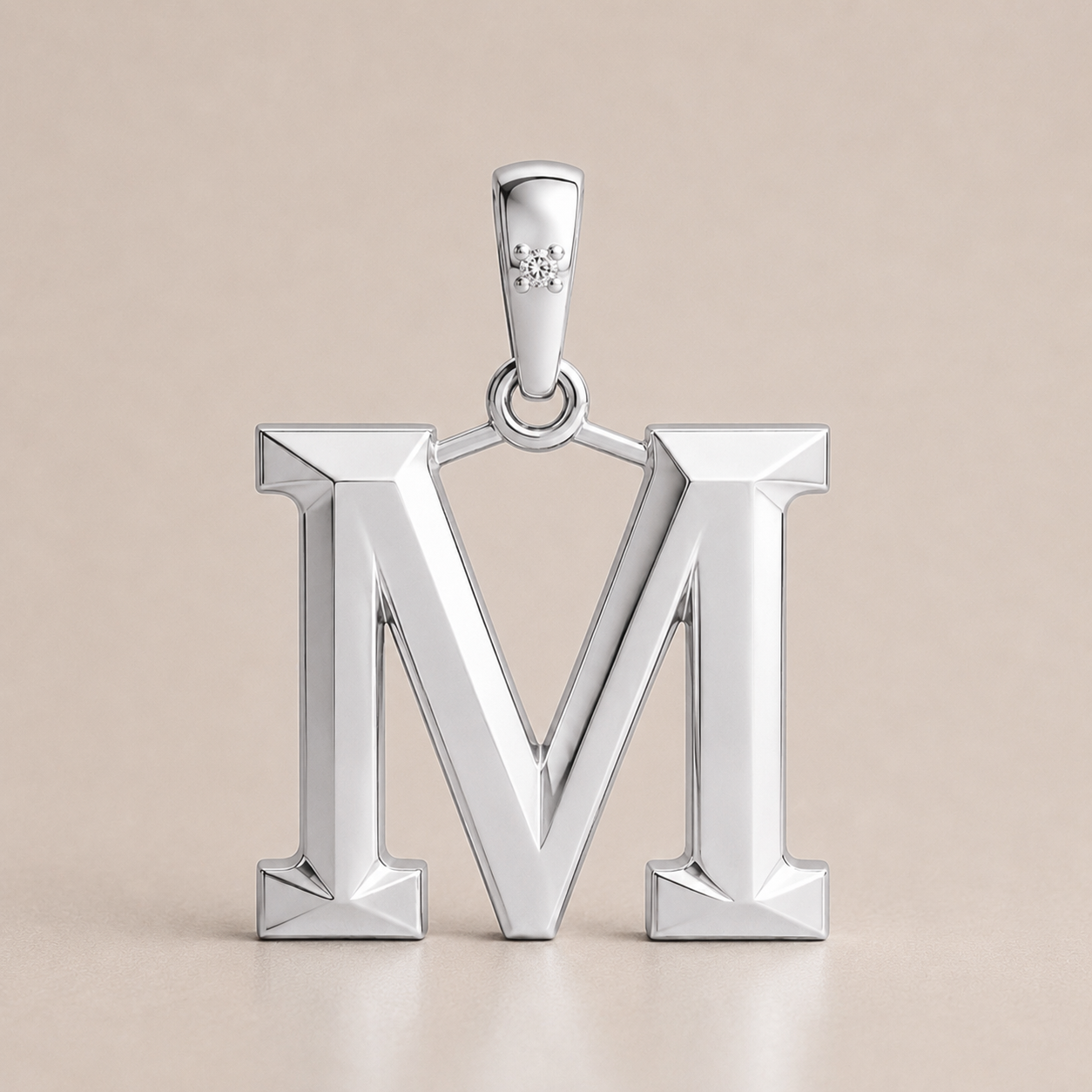 10K Gold Letter with 0.90mm Diamond Pendant Only - Dangle Bail