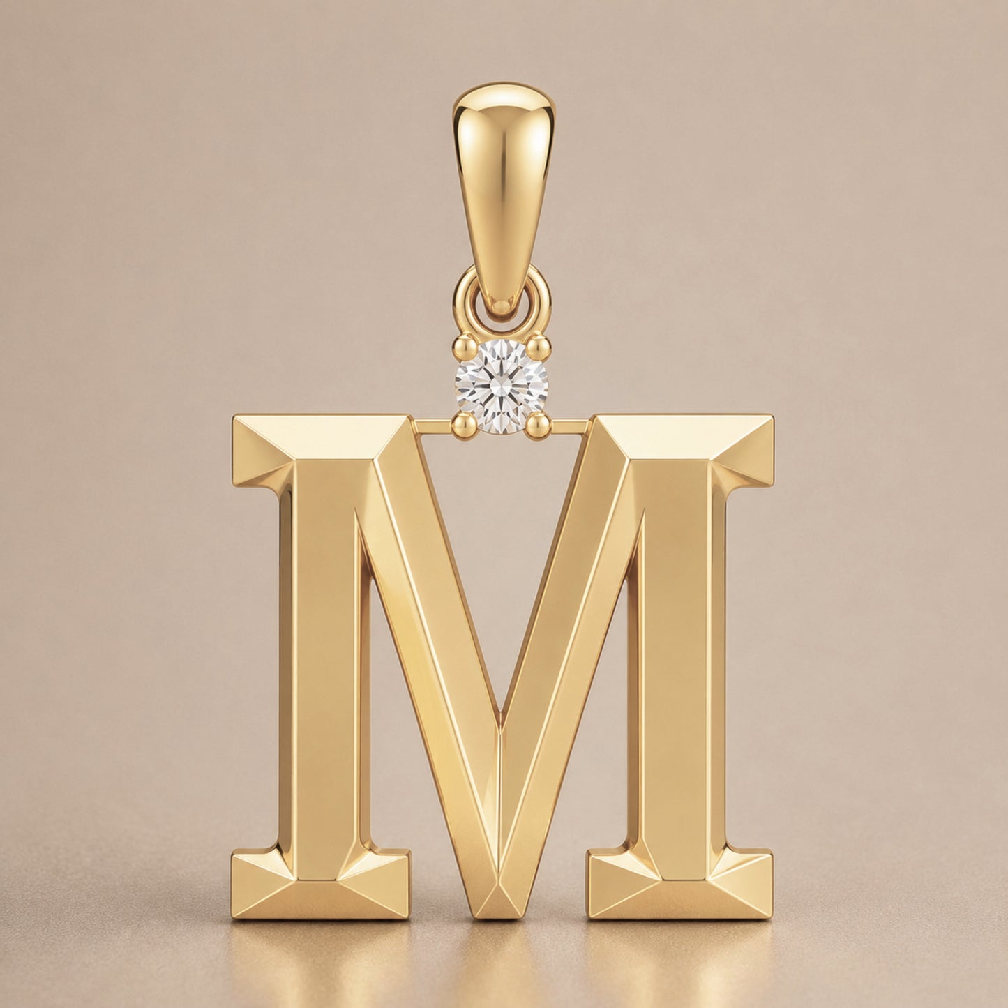 10K Gold Letter with 1.6mm Diamond Pendant Only - Dangle Bail