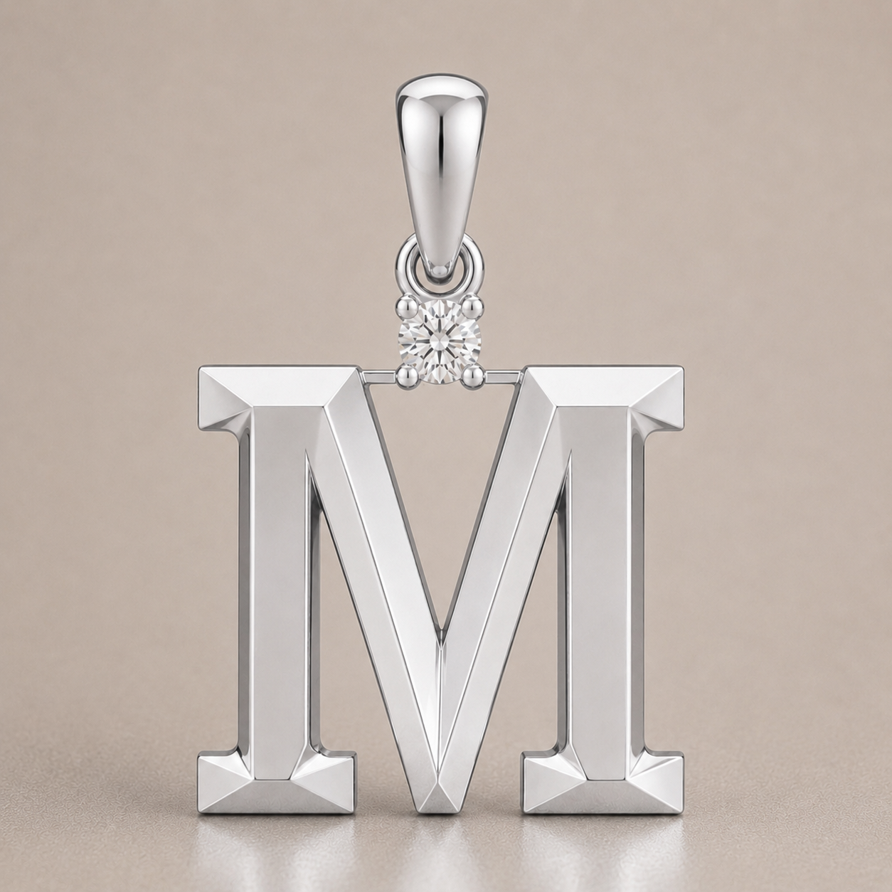 10K Gold Letter with 1.6mm Diamond Pendant Only - Dangle Bail