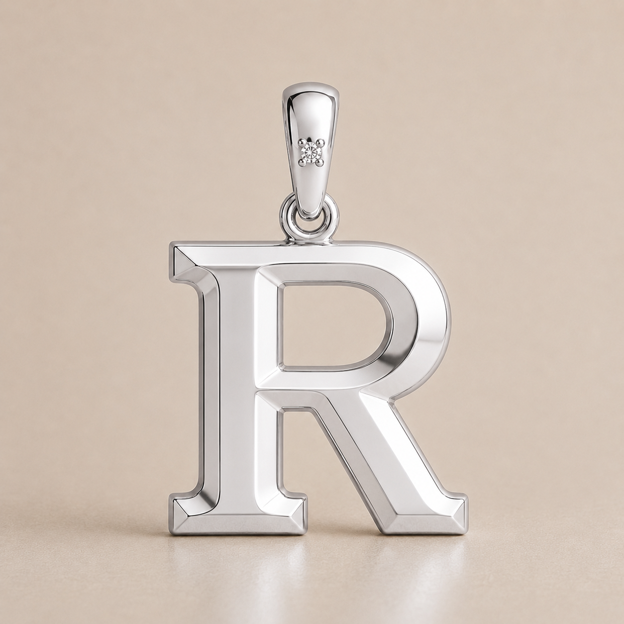10K Gold Letter with 0.90mm Diamond Pendant Only - Dangle Bail