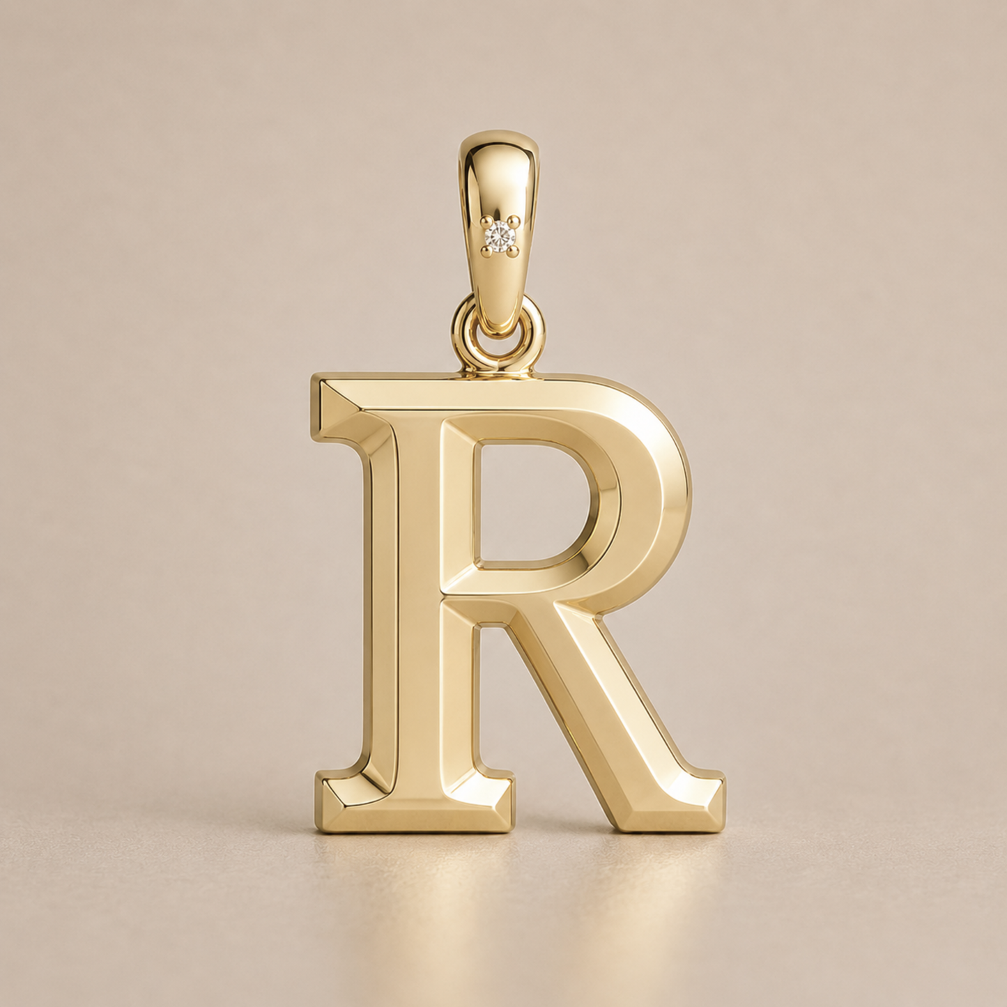 10K Gold Letter with 0.90mm Diamond Pendant Only - Dangle Bail