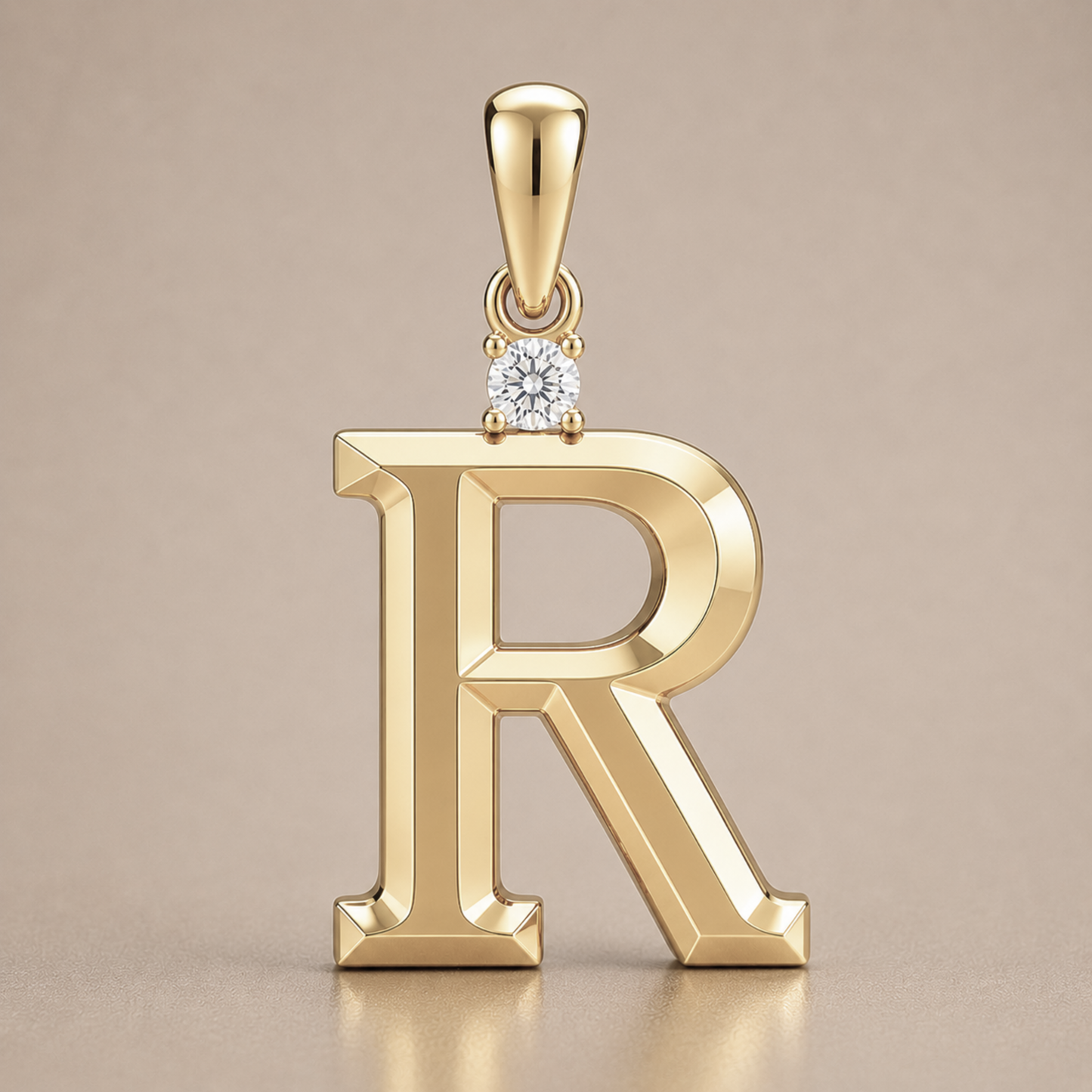 10K Gold Letter with 1.6mm Diamond Pendant Only - Dangle Bail