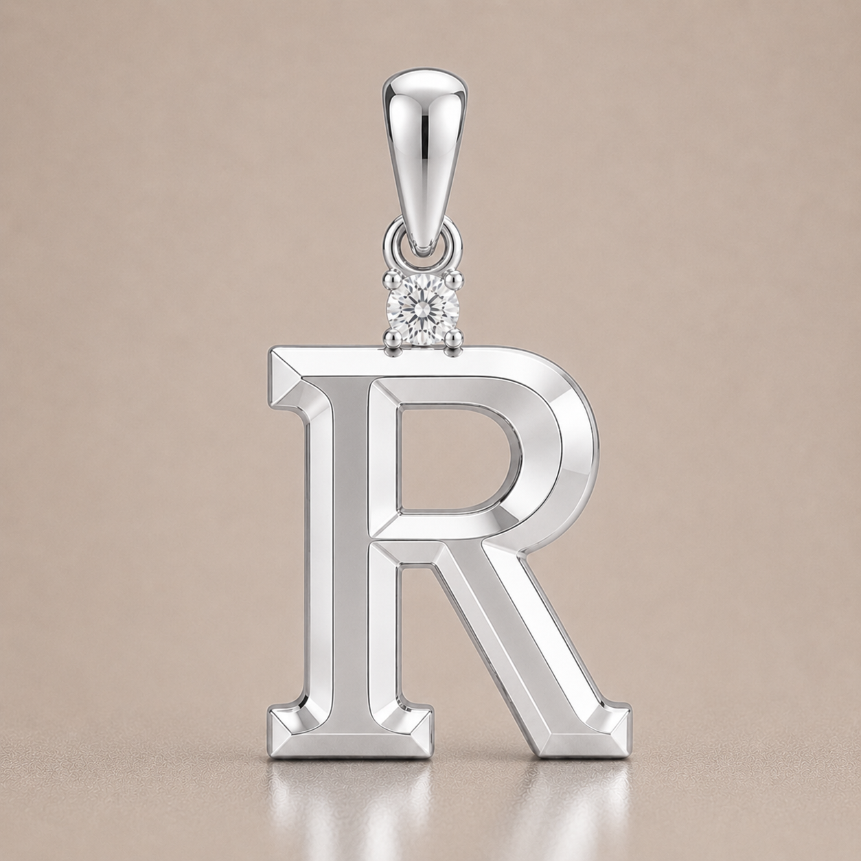 10K Gold Letter with 1.6mm Diamond Pendant Only - Dangle Bail