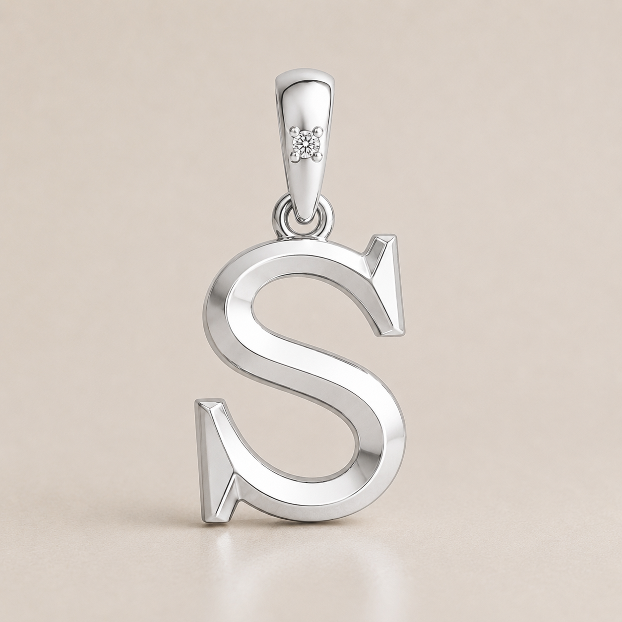 10K Gold Letter with 0.90mm Diamond Pendant Only - Dangle Bail