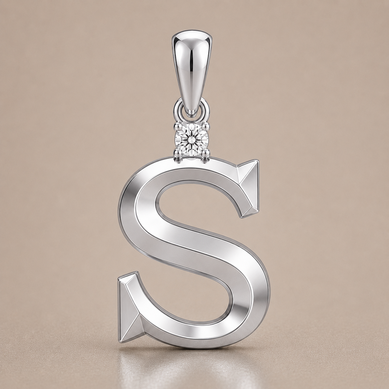 10K Gold Letter with 1.6mm Diamond Pendant Only - Dangle Bail