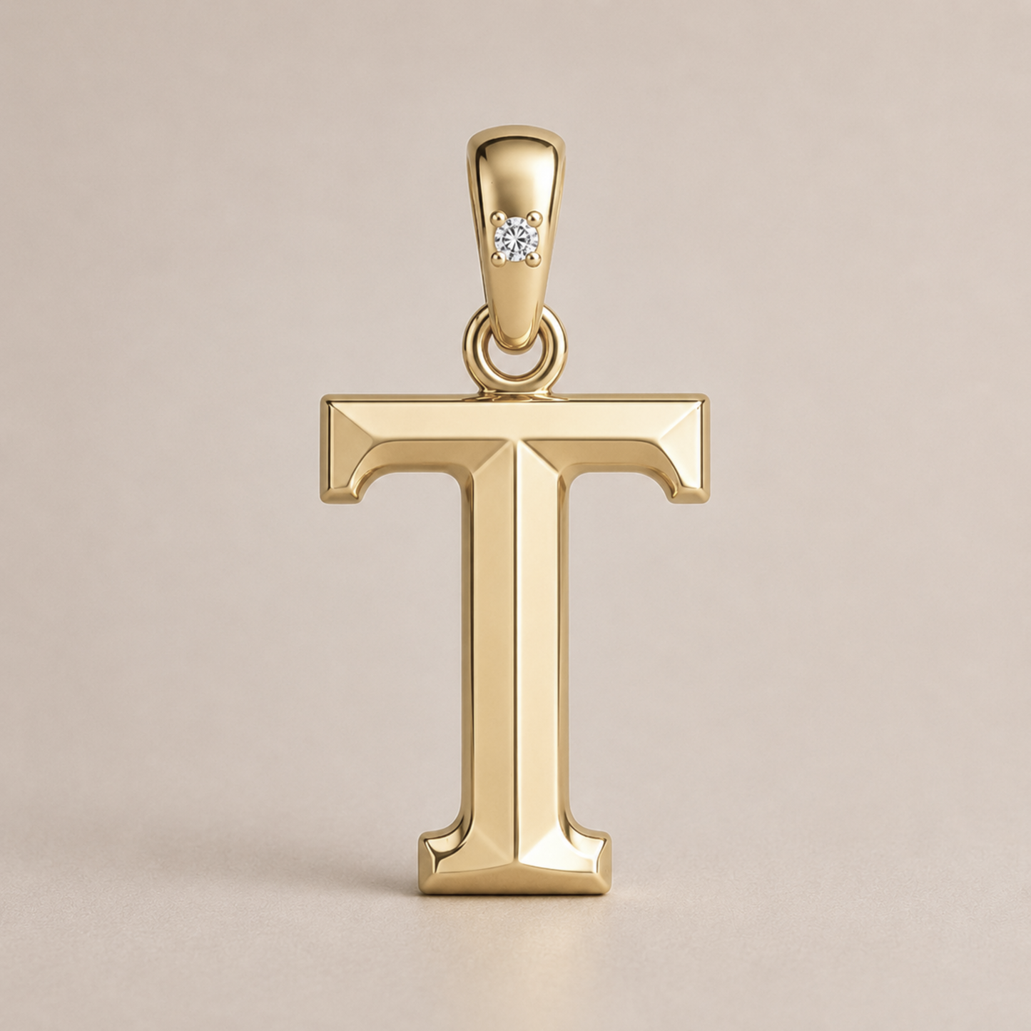 10K Gold Letter with 0.90mm Diamond Pendant Only - Dangle Bail