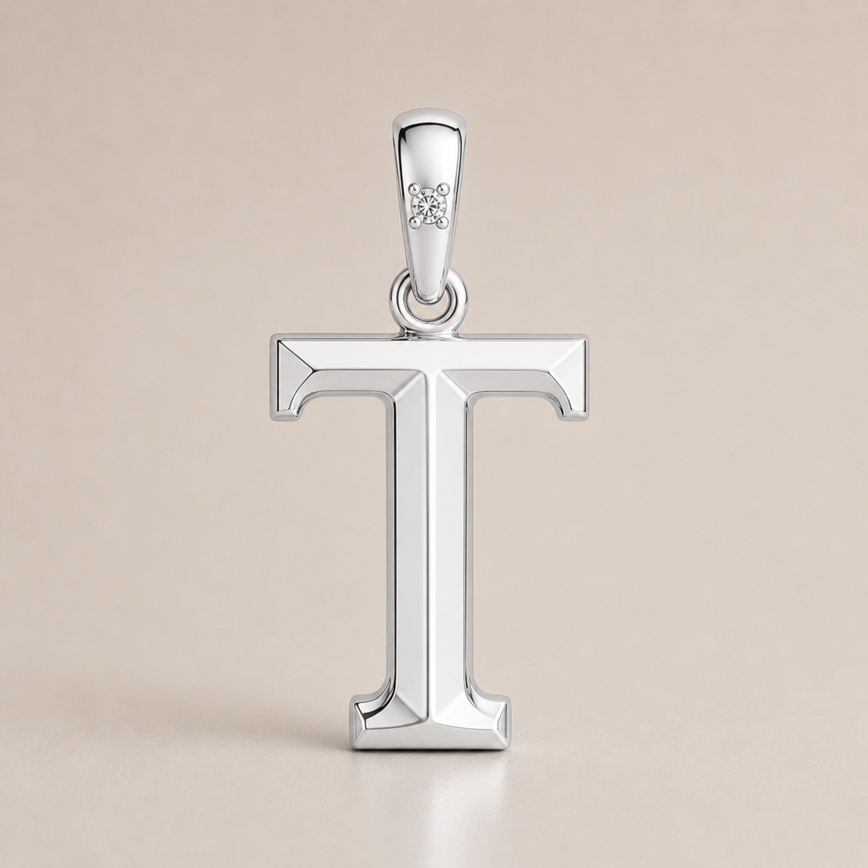 10K Gold Letter with 0.90mm Diamond Pendant Only - Dangle Bail