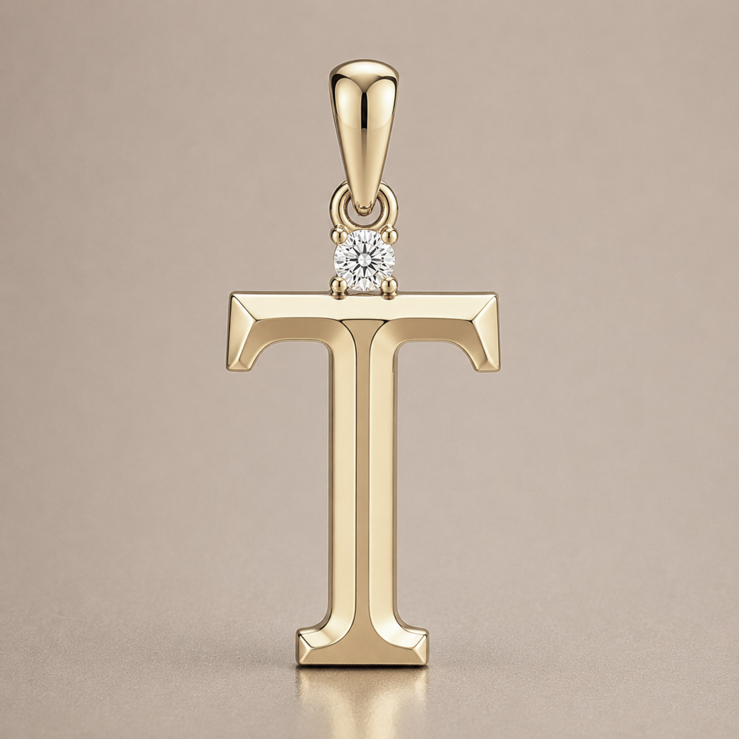 10K Gold Letter with 1.6mm Diamond Pendant Only - Dangle Bail