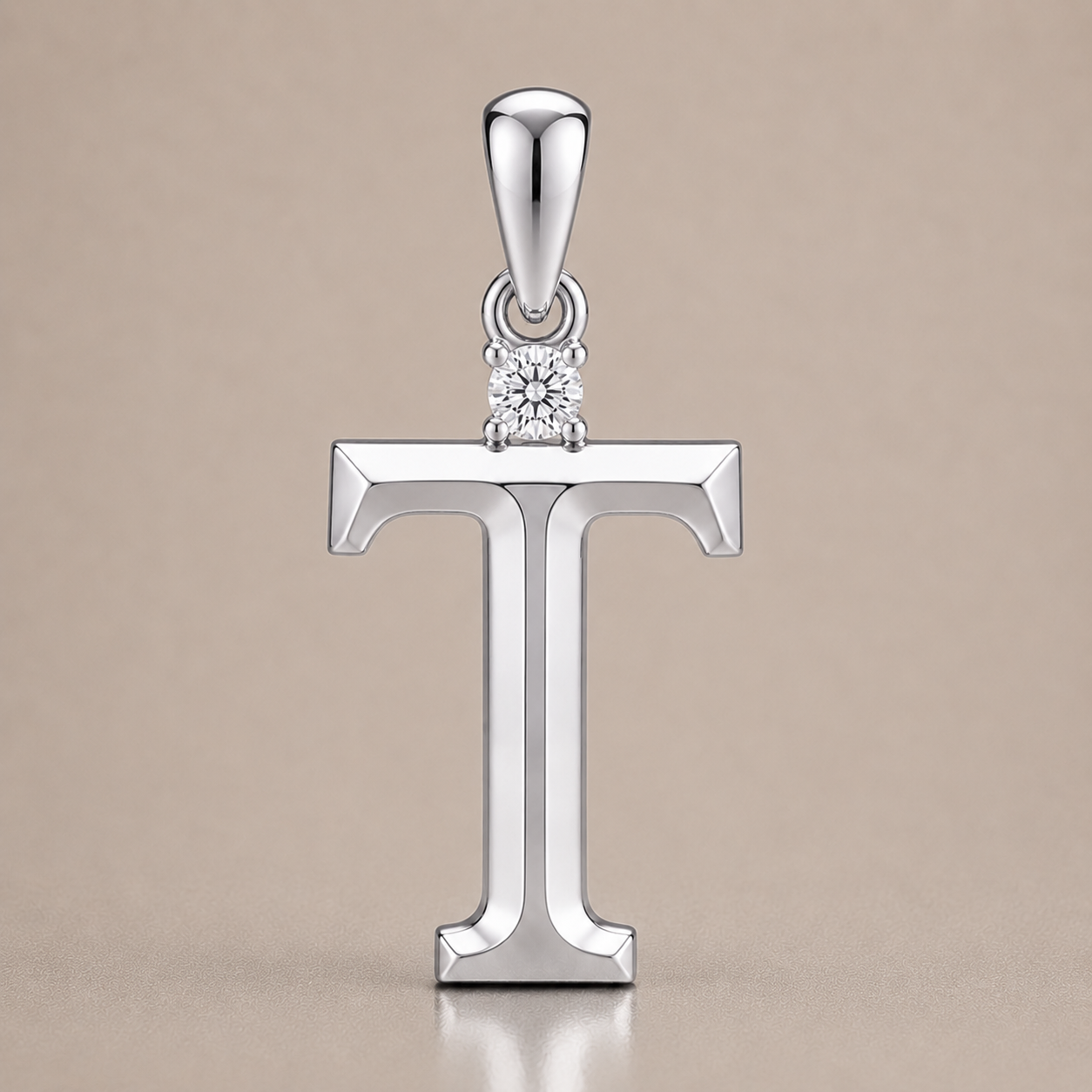 10K Gold Letter with 1.6mm Diamond Pendant Only - Dangle Bail
