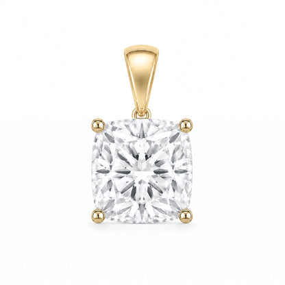 14K Gold Cushion Cut Moissanite Solitaire Pendant Only - Dangle Bail