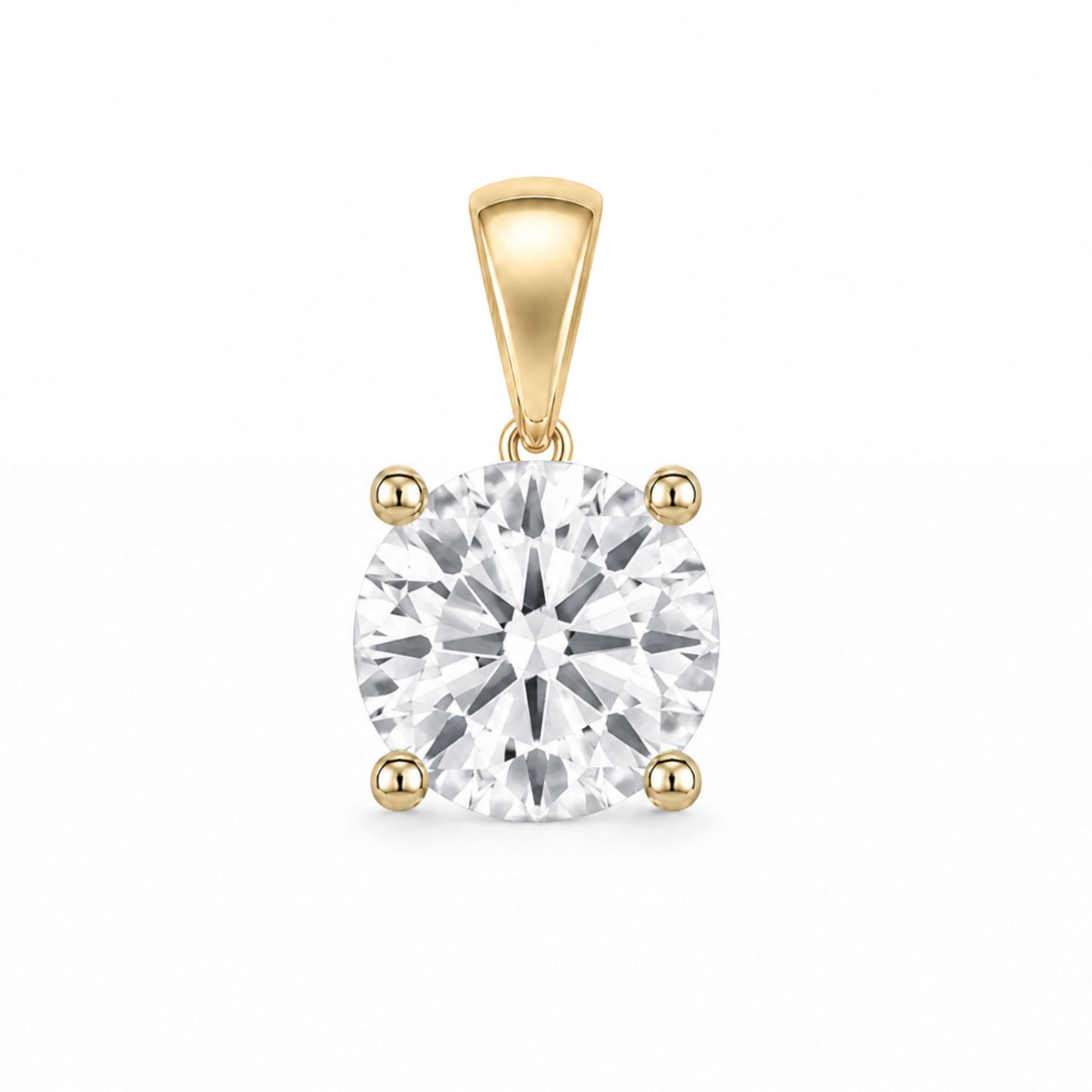 14K Gold Round Cut Moissanite Solitaire Pendant Only - Dangle Bail