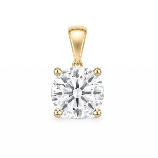 14K Gold Round Cut Moissanite Solitaire Pendant Only - Dangle Bail