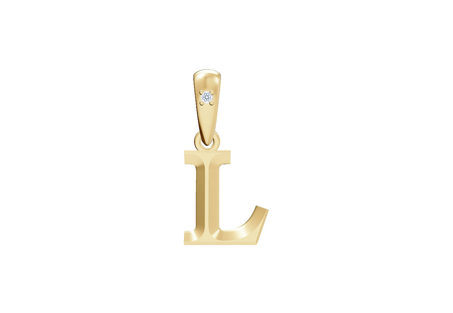 10K Gold Letter with 0.90mm Diamond Pendant Only - Dangle Bail