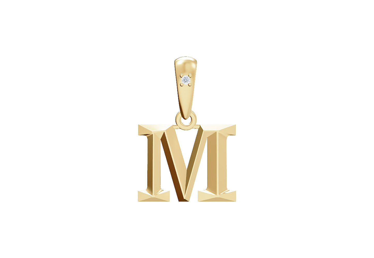 10K Gold Letter with 0.90mm Diamond Pendant Only - Dangle Bail