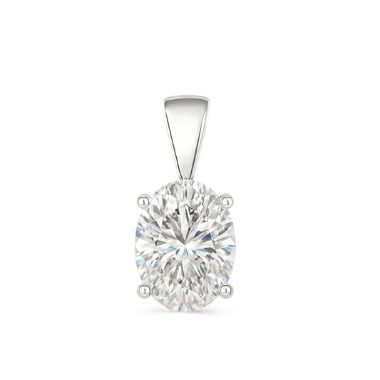 10K Gold Oval Cut Moissanite Solitaire Pendant Only - Solid Bail