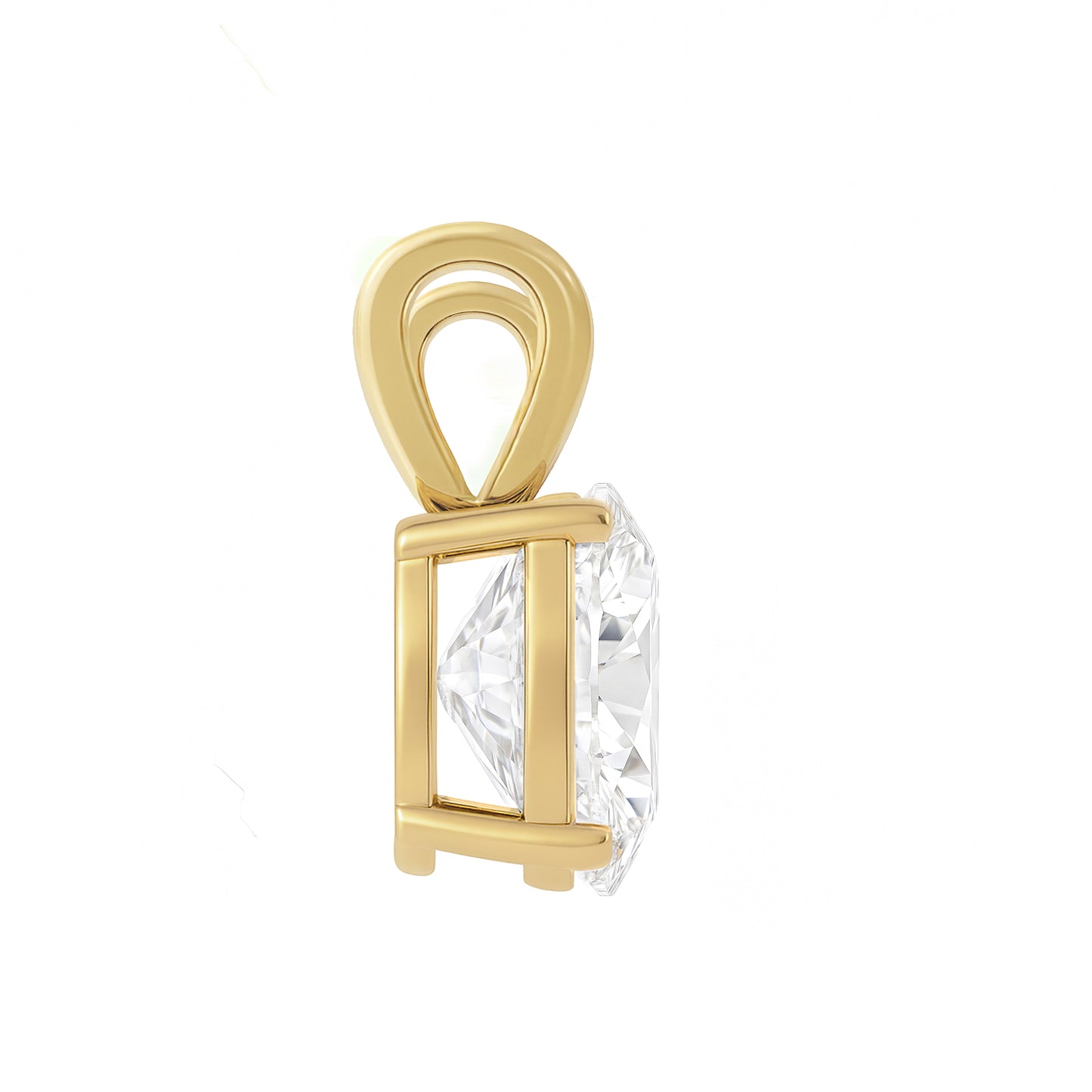 14K Gold Oval Cut Moissanite Solitaire Necklace - Double Loop Bail on Box Chain