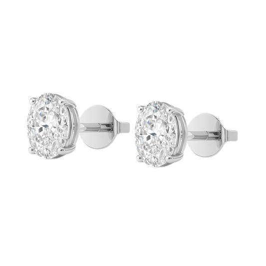 14K Gold Oval Cut Moissanite Solitaire Stud Earrings - Push Backs