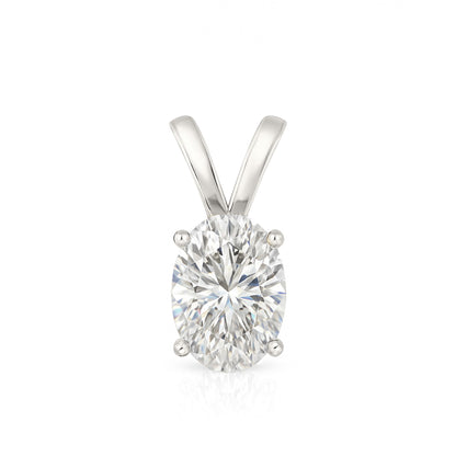 14K Gold Oval Cut Moissanite Solitaire Pendant Only - Double Loop Bail