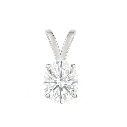 14K Gold Oval Cut Moissanite Solitaire Pendant Only - Double Loop Bail