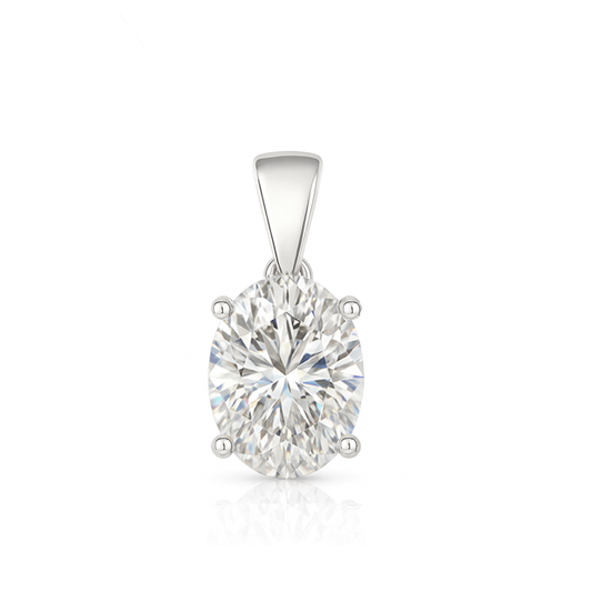 14K Gold Oval Cut Moissanite Solitaire Pendant Only - Dangle Bail